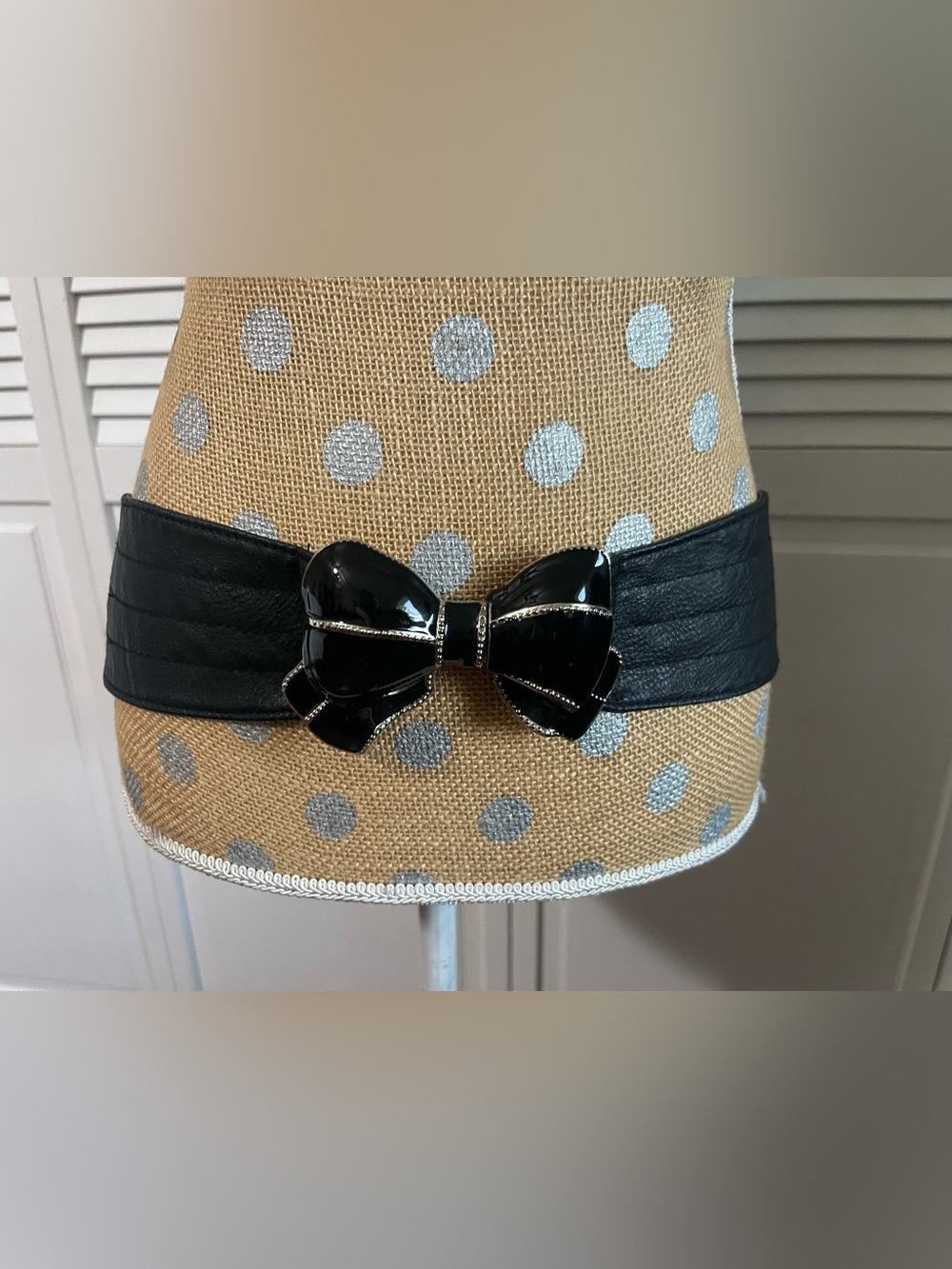 Vintage 80s black stretch belt chunky 3D enamel bow dress belt glitz and glam - Picture 3 of 7